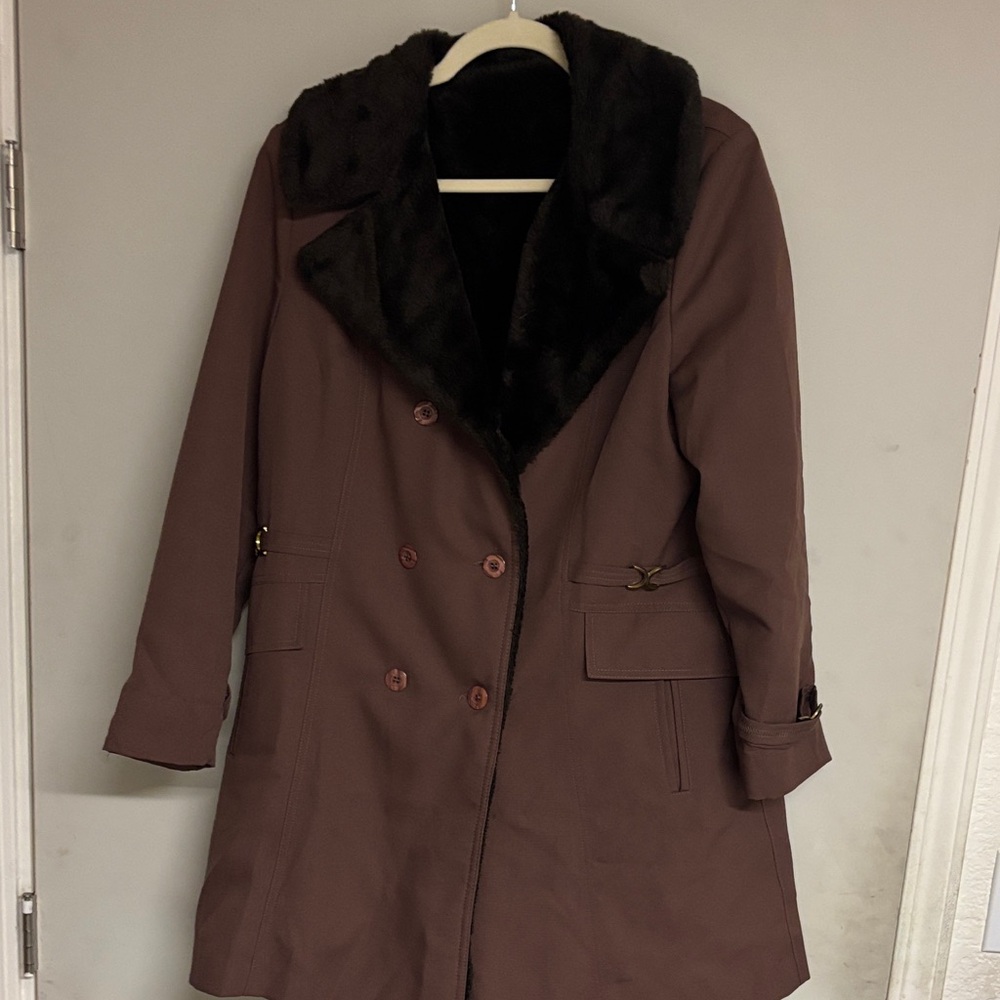 Women's Brown Double-Breasted Coat